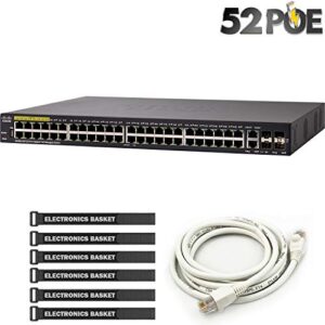 Cisco SG350-52P 52-Port Gigabit PoE Managed Switch + 5-Foot Ethernet Cable + Cable Ties - SG350-52P-K9-NA