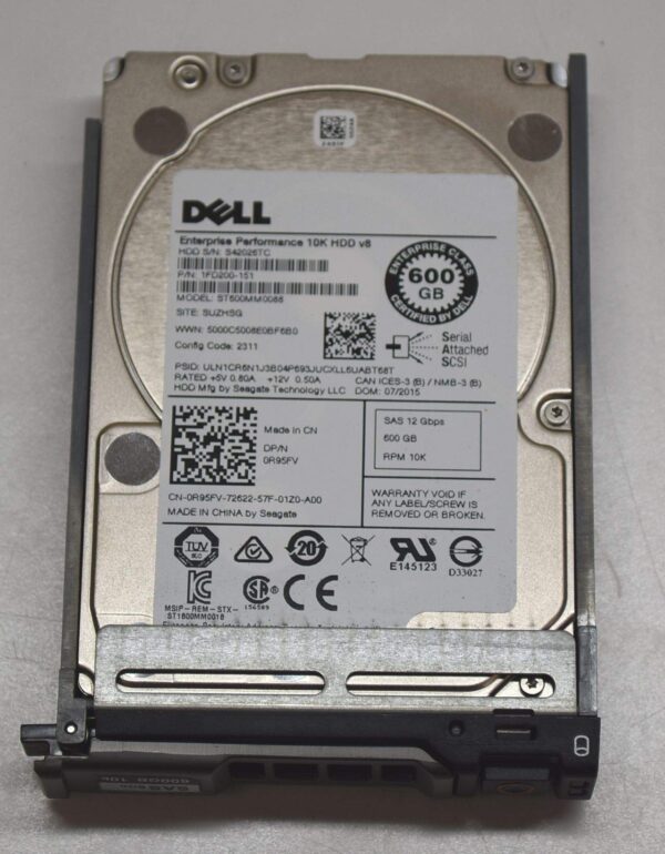 DELL 600GB 10K RPM SAS 2.5 INCH SFF Enterprise 12GB/S SAS3 Hard Drive Dell R95FV