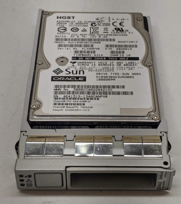 SUN 542-0388 SUN 300gb 10k 2.5 SAS Hard Drive with Tray