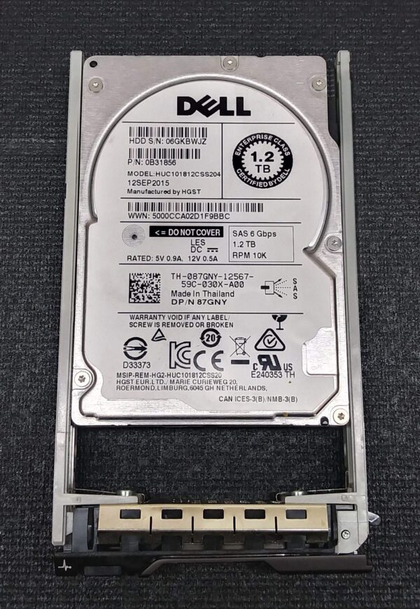 87GNY Dell Enterprise Class 1.2TB 10K 6Gbps SAS 2.5'' Hard Drive