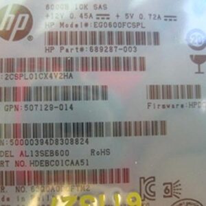 HP EG0600FCSPLEG0600FCSPL HP 600GB 10K 6G SFF SAS HARD DRIVE