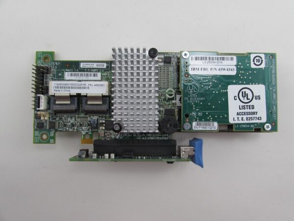 IBM 46M0851 ServeRAID M5015 SAS/SATA Controller Card + Riser + 43W4343 Carrier