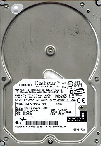 Hitachi HDS724040KLSA80 P/N: 0A30280 MLC: BA1261 MAC 655-1172A 400GB