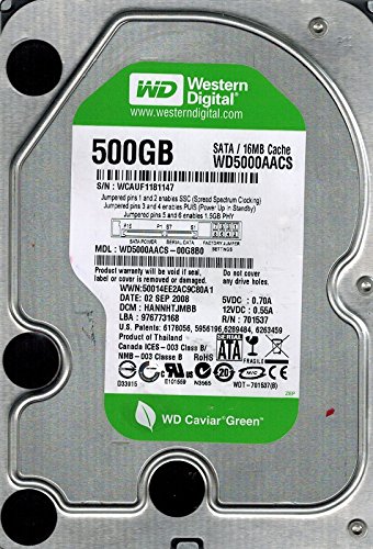 Western Digital WD5000AACS-00G8B0 500GB DCM: HANNHTJMBB