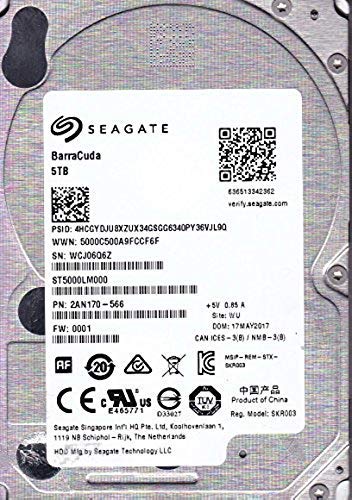 ST5000LM000, WCJ, WU, PN 2AN170-566, FW 0001, Seagate 5TB SATA 2.5 Hard Drive