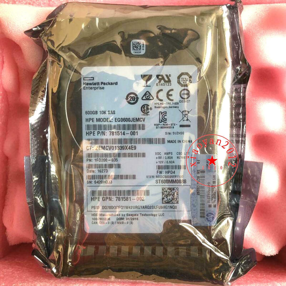 EG0600JEMCV HPE 600GB 10K 12G SFF SAS SC Hard Drive