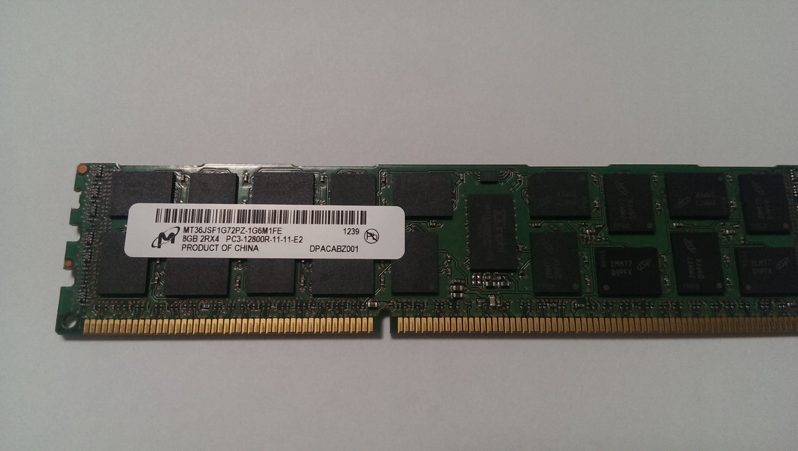 Micron MT36JSF1G72PZ-1G6M1 8GB PC3-12800 DDR3-1600MHz ECC Registered CL11 240-Pin DIMM Dual Rank Memory Module