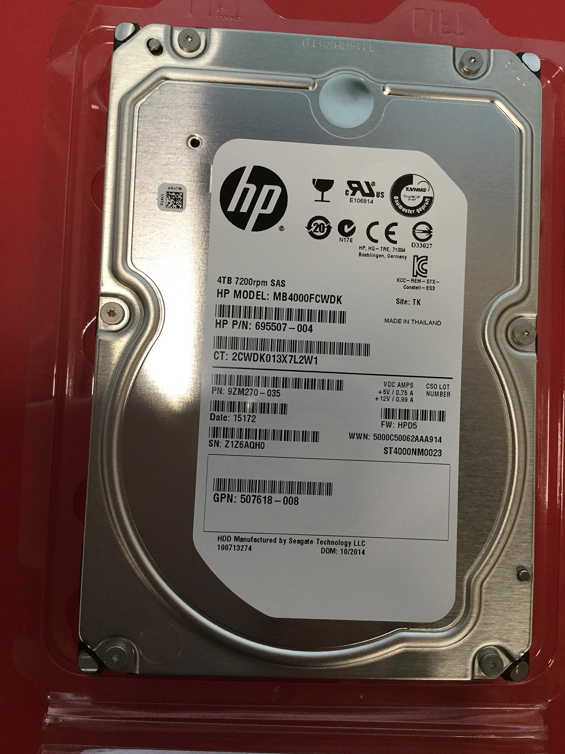 695507-004 HP 4-TB 6G 7.2K 3.5 SAS HDD