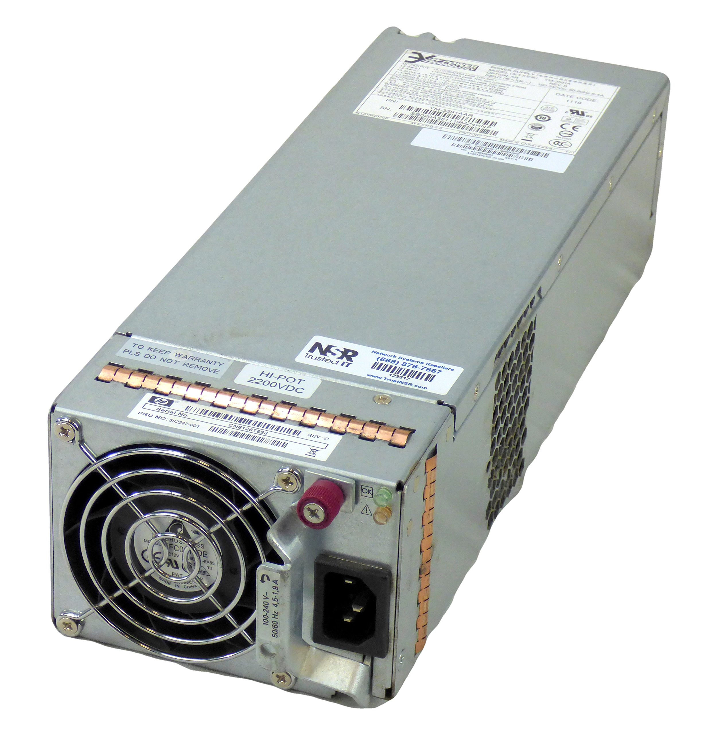 HP 592267-001 P2000 G3 595W POWER SUPPLY DISC PROD RPLCMNT PRT