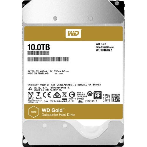 WD Gold | WD101KRYZ | 10TB | SATA 6Gb/s | 7200 RPM 256MB Cache 3.5" | 512e | 2.5 Million MTBF | High...