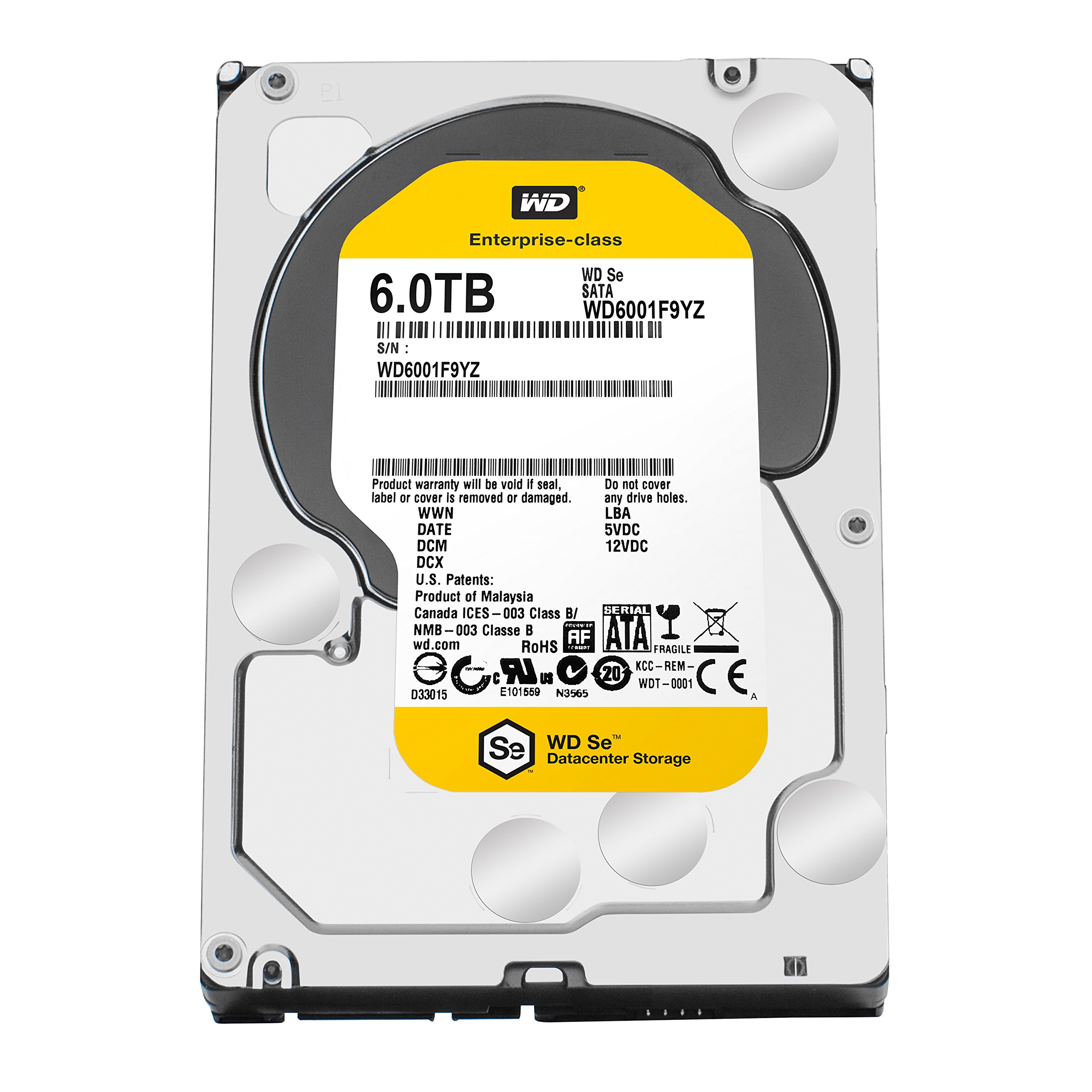 WD SE 6TB Datacenter Hard Disk Drive - 7200 RPM SATA 6 Gb/s 128MB Cache 3.5 Inch - WD6001F9YZ